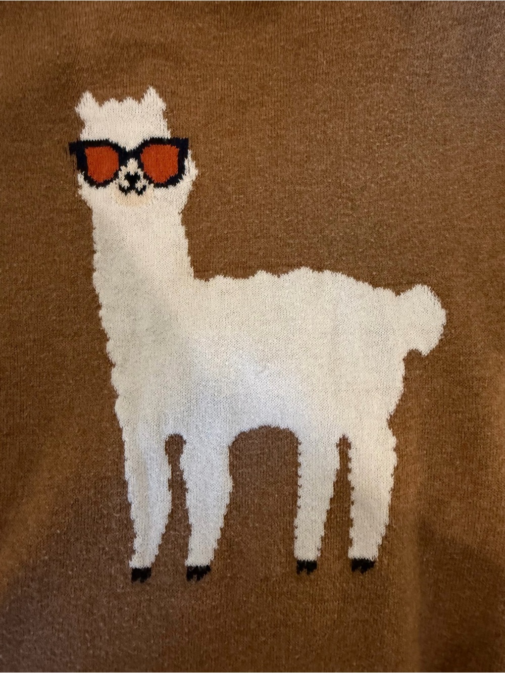 Banana Republic XS Camel Cotton Sweater Llama Alpaca Sunglasses Crewneck Pullove - Picture 3 of 5